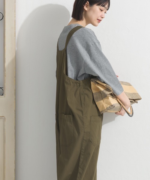 OMNES(オムネス)の「ワッシャーダンプ&デニムサロペット(サロペット/オーバーオール・レディース・ネイビー/ベージュ/ブラック/カーキ・FREE)」の21枚目の写真