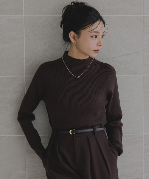 Petitjo（プッチージョ）の「小さいサイズ　ボトルネックニット　低身長さん・小柄女性（ニット/セーター・レディース・杢グレー/ブラック/ホワイト/グリーン/ブラウン/ダークブラウン・PSS/PS/PM/PL）」の4枚目の写真