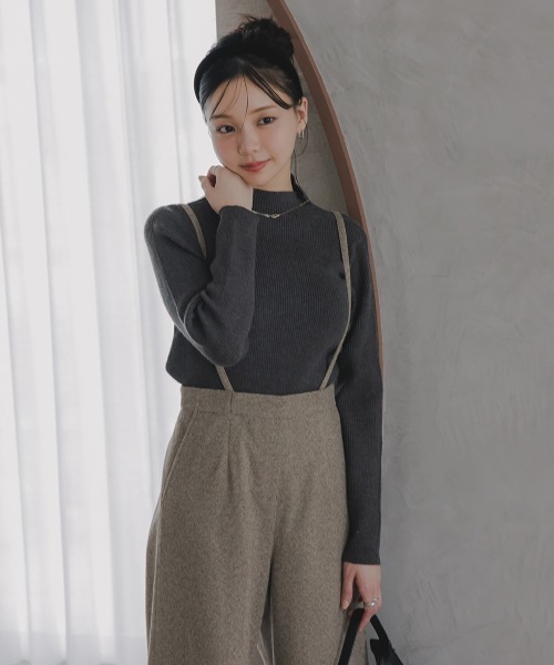 Petitjo（プッチージョ）の「小さいサイズ　ボトルネックニット　低身長さん・小柄女性（ニット/セーター・レディース・杢グレー/ブラック/ホワイト/グリーン/ブラウン/ダークブラウン・PSS/PS/PM/PL）」の3枚目の写真