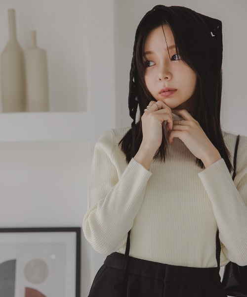 Petitjo（プッチージョ）の「小さいサイズ　ボトルネックニット　低身長さん・小柄女性（ニット/セーター・レディース・杢グレー/ブラック/ホワイト/グリーン/ブラウン/ダークブラウン・PSS/PS/PM/PL）」の8枚目の写真