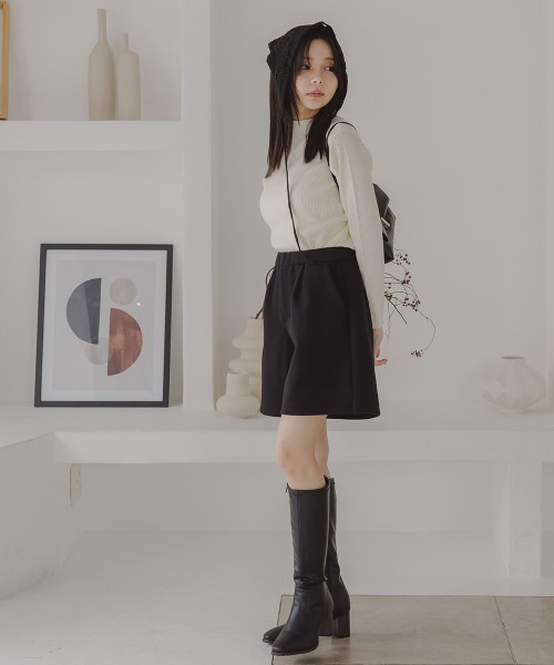 Petitjo（プッチージョ）の「小さいサイズ　ボトルネックニット　低身長さん・小柄女性（ニット/セーター・レディース・杢グレー/ブラック/ホワイト/グリーン/ブラウン/ダークブラウン・PSS/PS/PM/PL）」の9枚目の写真