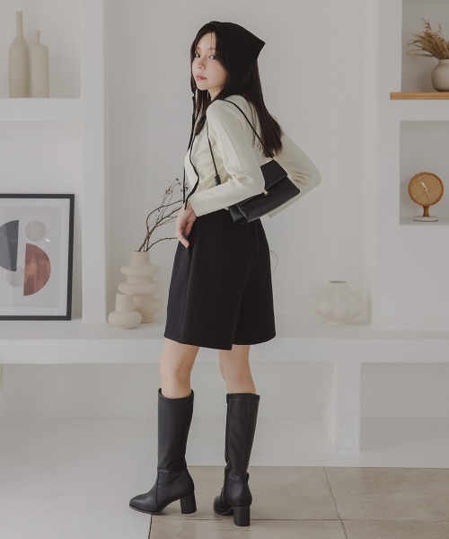 Petitjo（プッチージョ）の「小さいサイズ　ボトルネックニット　低身長さん・小柄女性（ニット/セーター・レディース・杢グレー/ブラック/ホワイト/グリーン/ブラウン/ダークブラウン・PSS/PS/PM/PL）」の11枚目の写真