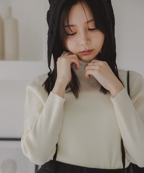 Petitjo（プッチージョ）の「小さいサイズ　ボトルネックニット　低身長さん・小柄女性（ニット/セーター・レディース・杢グレー/ブラック/ホワイト/グリーン/ブラウン/ダークブラウン・PSS/PS/PM/PL）」の14枚目の写真