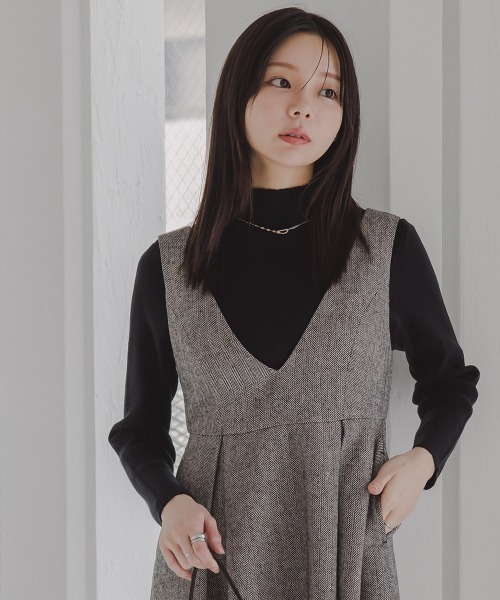 Petitjo（プッチージョ）の「小さいサイズ　ボトルネックニット　低身長さん・小柄女性（ニット/セーター・レディース・杢グレー/ブラック/ホワイト/グリーン/ブラウン/ダークブラウン・PSS/PS/PM/PL）」の20枚目の写真