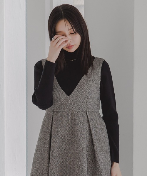 Petitjo（プッチージョ）の「小さいサイズ　ボトルネックニット　低身長さん・小柄女性（ニット/セーター・レディース・杢グレー/ブラック/ホワイト/グリーン/ブラウン/ダークブラウン・PSS/PS/PM/PL）」の21枚目の写真