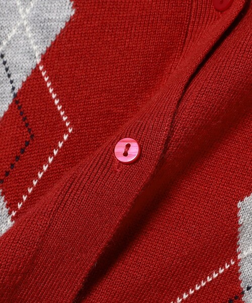 Ray BEAMS（レイビームス）の「アーガイル クルーネック カーディガン [手洗い可]（カーディガン/ボレロ・レディース・シルバー/レッド・ONE SIZE）」の18枚目の写真