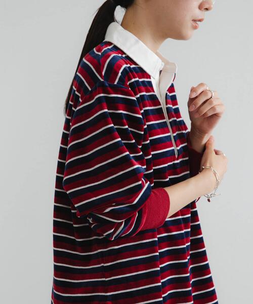 URBAN RESEARCH（アーバンリサーチ）の「『UR TECH』ベロアボーダーラガーシャツ（Tシャツ/カットソー・レディース・レッド系その他/グレー系その他・FREE）」の13枚目の写真