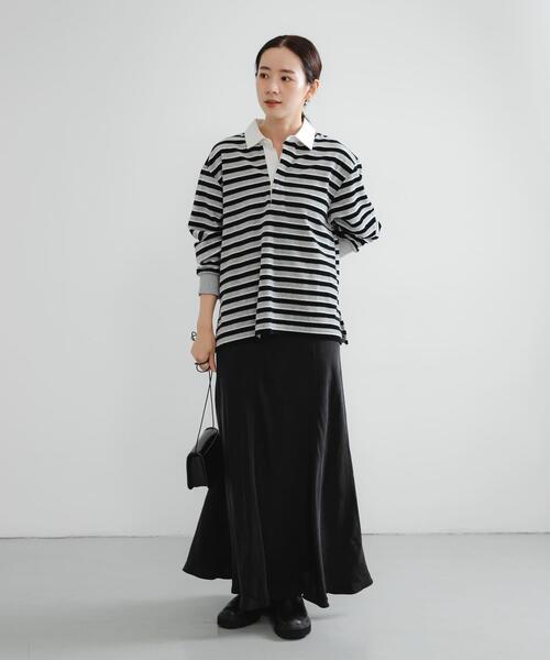 URBAN RESEARCH（アーバンリサーチ）の「『UR TECH』ベロアボーダーラガーシャツ（Tシャツ/カットソー・レディース・レッド系その他/グレー系その他・FREE）」の6枚目の写真