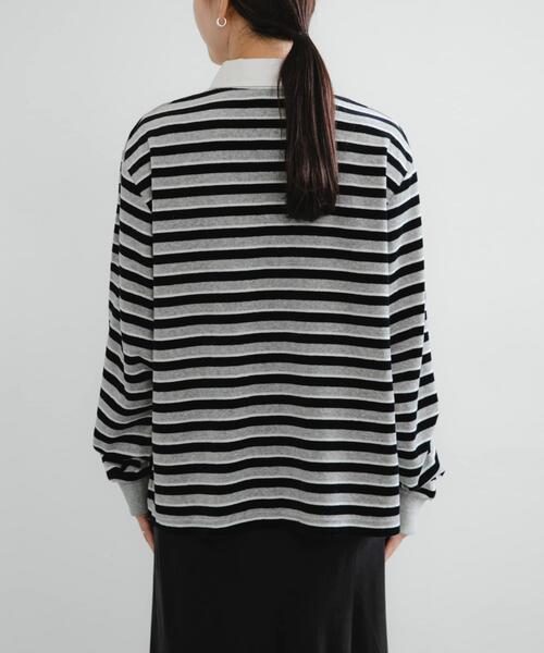 URBAN RESEARCH（アーバンリサーチ）の「『UR TECH』ベロアボーダーラガーシャツ（Tシャツ/カットソー・レディース・レッド系その他/グレー系その他・FREE）」の9枚目の写真