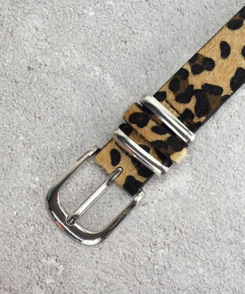 9C59 レオパード柄 フェイクファーベルト 豹柄（ベルト