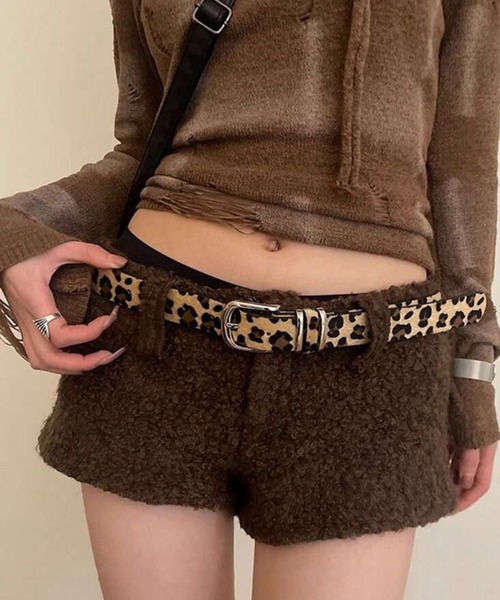afbヒョウ柄ファー ベルト Sサイズ（ショッパー、ステッカー付き） afbヒョウ柄ファー ベルト Sサイズ（ショッパー、ステッカー付き）
