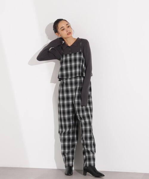 N.（N. Natural Beauty Basic）（エヌエヌナチュラルビューティーベーシック）の「【PS/低身長サイズ】チェックオールインワン（つなぎ/オールインワン・レディース・ブラウン系その他/ブラック系その他・MEDIUM/P/S）」の12枚目の写真