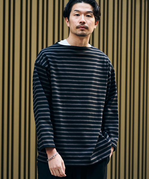 SAINT JAMES（セントジェームス）の「SAINT JAMES  / セントジェームス 別注 ウエッソン ルーズ ボーダー（Tシャツ/カットソー・メンズ・ブラック/アイボリー・4/5/6）」の7枚目の写真