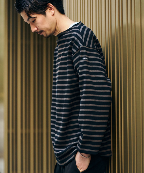 SAINT JAMES（セントジェームス）の「SAINT JAMES  / セントジェームス 別注 ウエッソン ルーズ ボーダー（Tシャツ/カットソー・メンズ・ブラック/アイボリー・4/5/6）」の6枚目の写真