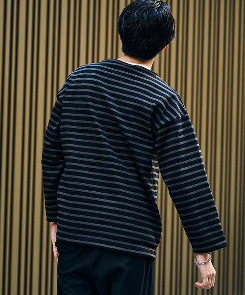 SAINT JAMES（セントジェームス）の「SAINT JAMES  / セントジェームス 別注 ウエッソン ルーズ ボーダー（Tシャツ/カットソー・メンズ・ブラック/アイボリー・4/5/6）」の5枚目の写真