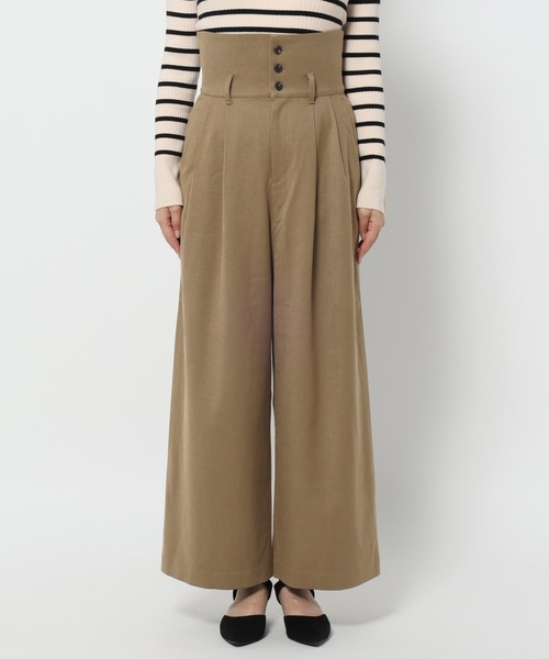 mysty woman（ミスティウーマン）の「ウエスト折り返しワイドパンツ 605431（その他パンツ・レディース・ベージュ/チャコールグレー/ブラック・FREE）」の10枚目の写真