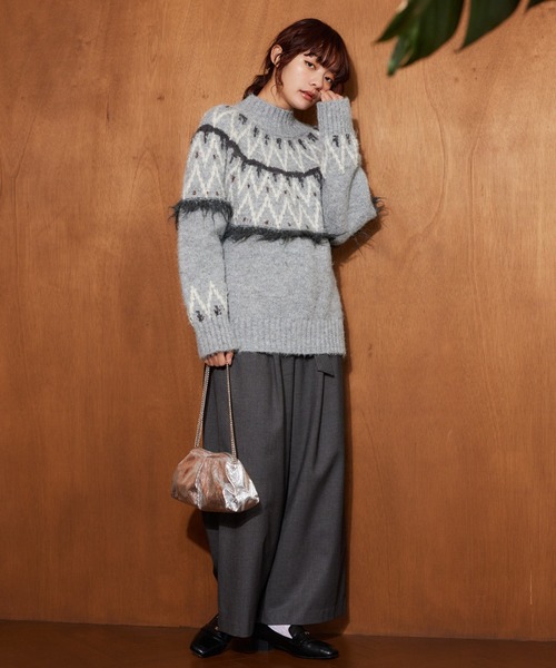 mysty woman（ミスティウーマン）の「ウエスト折り返しワイドパンツ 605431（その他パンツ・レディース・ベージュ/チャコールグレー/ブラック・FREE）」の22枚目の写真