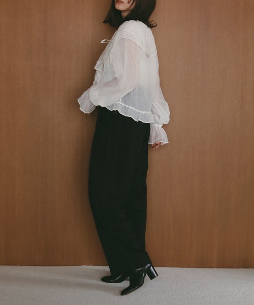 N WITH.（エヌウィズ）の「ラッフルブラウス（シャツ/ブラウス・レディース・ブラック/ホワイト・FREE）」の7枚目の写真