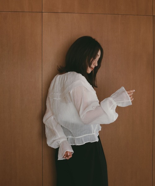 N WITH.（エヌウィズ）の「ラッフルブラウス（シャツ/ブラウス・レディース・ブラック/ホワイト・FREE）」の4枚目の写真