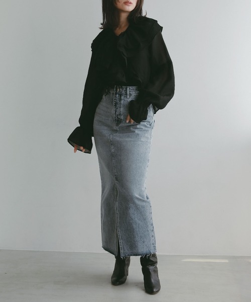 N WITH.（エヌウィズ）の「ラッフルブラウス（シャツ/ブラウス・レディース・ブラック/ホワイト・FREE）」の11枚目の写真