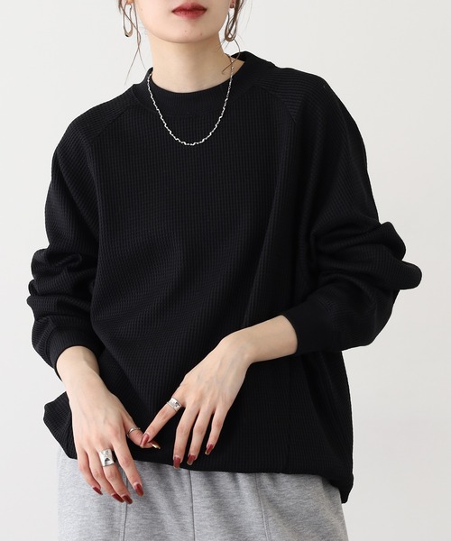 FUNALIVE(ファンアライブ)の「ユニセックス 微起毛 ワッフル ロンT(Tシャツ/カットソー・メンズ・ブラック/アイボリー/オリーブ/チャコールグレー/ネイビー・M/L/LL)」の11枚目の写真