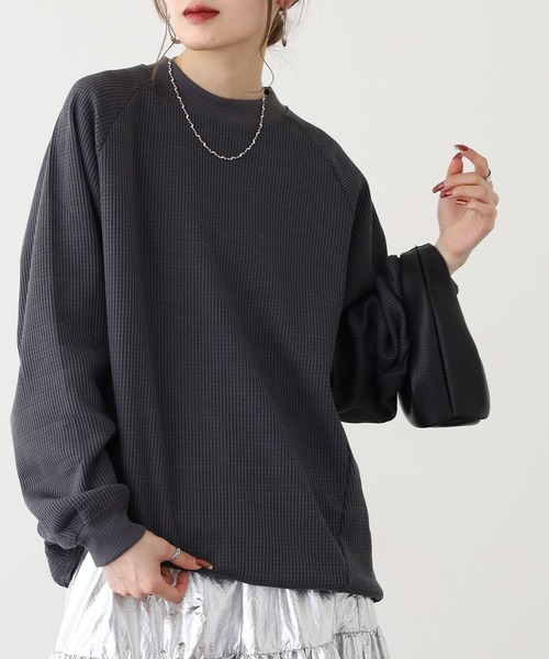 FUNALIVE(ファンアライブ)の「ユニセックス 微起毛 ワッフル ロンT(Tシャツ/カットソー・メンズ・ブラック/アイボリー/オリーブ/チャコールグレー/ネイビー・M/L/LL)」の14枚目の写真