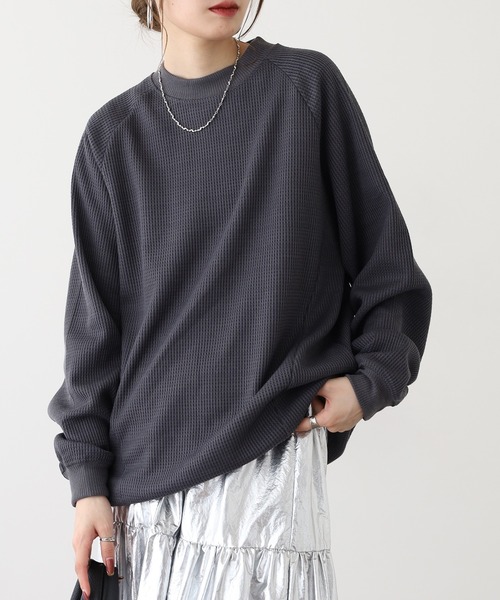 FUNALIVE(ファンアライブ)の「ユニセックス 微起毛 ワッフル ロンT(Tシャツ/カットソー・メンズ・ブラック/アイボリー/オリーブ/チャコールグレー/ネイビー・M/L/LL)」の16枚目の写真