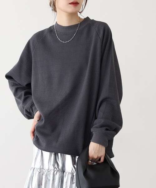 FUNALIVE(ファンアライブ)の「ユニセックス 微起毛 ワッフル ロンT(Tシャツ/カットソー・メンズ・ブラック/アイボリー/オリーブ/チャコールグレー/ネイビー・M/L/LL)」の15枚目の写真