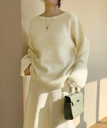 LAFFMO(ラフモ)のセットアップ ボートネックドロップショルダーニット&ニットロングスカート 2点セット(セットアップ)