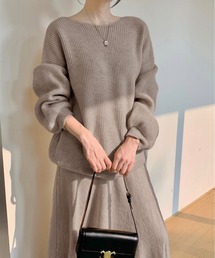 LAFFMO(ラフモ)のセットアップ ボートネックドロップショルダーニット&ニットロングスカート 2点セット(セットアップ)