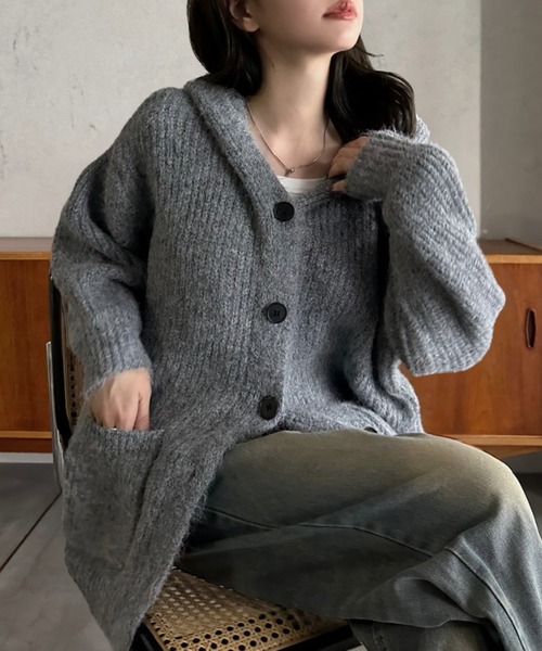 Eclat one(エクラワン)の「【Eclat one】フード付き ロングカーディガン(カーディガン/ボレロ・レディース・ブラウン/グレー/アイボリー・FREE)」の3枚目の写真
