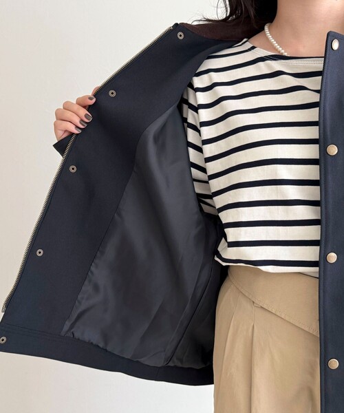 fredy emue（フレディエミュ）の「ツイルカバーオール（ブルゾン・レディース・ネイビー/ベージュ・38）」の12枚目の写真