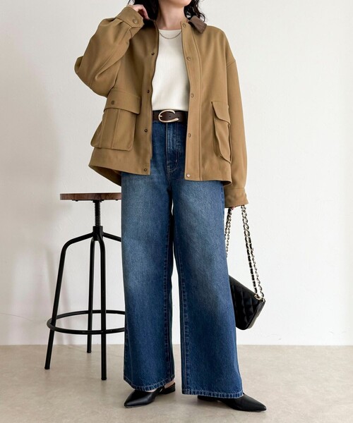 fredy emue（フレディエミュ）の「ツイルカバーオール（ブルゾン・レディース・ネイビー/ベージュ・38）」の20枚目の写真