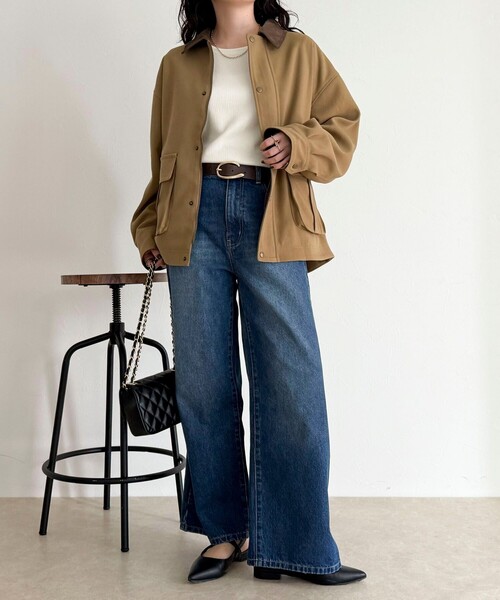 fredy emue（フレディエミュ）の「ツイルカバーオール（ブルゾン・レディース・ネイビー/ベージュ・38）」の22枚目の写真