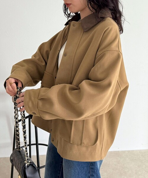 fredy emue（フレディエミュ）の「ツイルカバーオール（ブルゾン・レディース・ネイビー/ベージュ・38）」の19枚目の写真