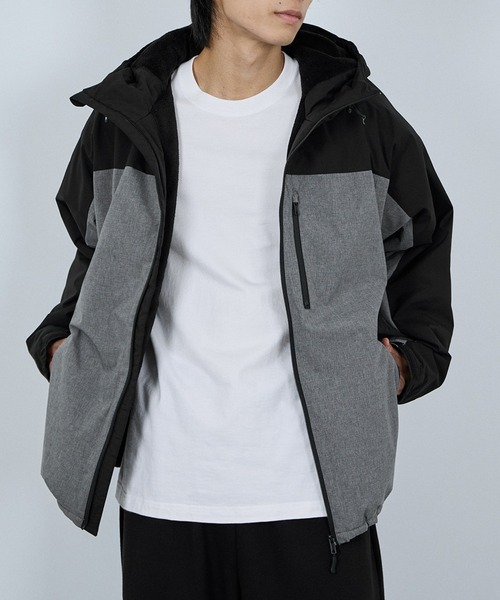 NAVY（ネイビー）の「NAVY シャットアウター SOLOTEX(R) 裏シャギーフードジャケット【耐久撥水 防風 透湿 ストレッチ】（ブルゾン・メンズ・ネイビー/ベージュ/ブラック/カーキ/グレイッシュベージュ/グレー・S/M/L/XL/XXL）」の9枚目の写真