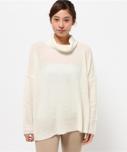 OUTLET（アウトレット）の「【CAPRICIEUX LE'MAGE】アルパカタートルポンチョPO（ニット/セーター・レディース・カーキ/グレー/ホワイト・FREE）」の5枚目の写真