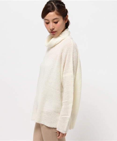 OUTLET（アウトレット）の「【CAPRICIEUX LE'MAGE】アルパカタートルポンチョPO（ニット/セーター・レディース・カーキ/グレー/ホワイト・FREE）」の6枚目の写真
