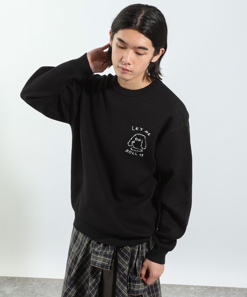 BAYFLOW（ベイフロー）の「【Shiomi Wada(シオミ ワダ)】イラストジャガードニットプルオーバー（ニット/セーター・メンズ・グレー/ブラック/ブルー・MEDIUM/LARGE）」の2枚目の写真