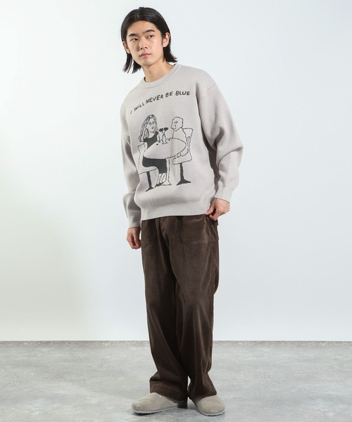 BAYFLOW（ベイフロー）の「【Shiomi Wada(シオミ ワダ)】イラストジャガードニットプルオーバー（ニット/セーター・メンズ・グレー/ブラック/ブルー・MEDIUM/LARGE）」の4枚目の写真