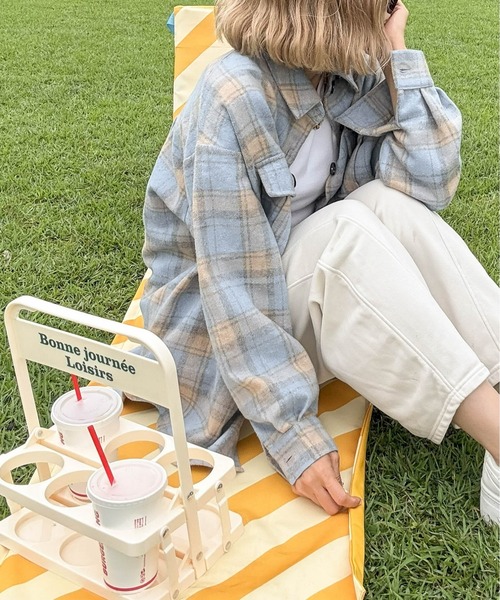 CURA CLOSET(キュラ クローゼット)の「【hada_meguuu select】チェック柄シャツ(シャツ/ブラウス・レディース・レッド/ブラック/ブラウン/ブルー・フリー)」の4枚目の写真