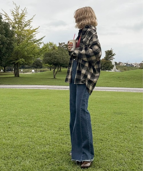 CURA CLOSET(キュラ クローゼット)の「【hada_meguuu select】チェック柄シャツ(シャツ/ブラウス・レディース・レッド/ブラック/ブラウン/ブルー・フリー)」の5枚目の写真