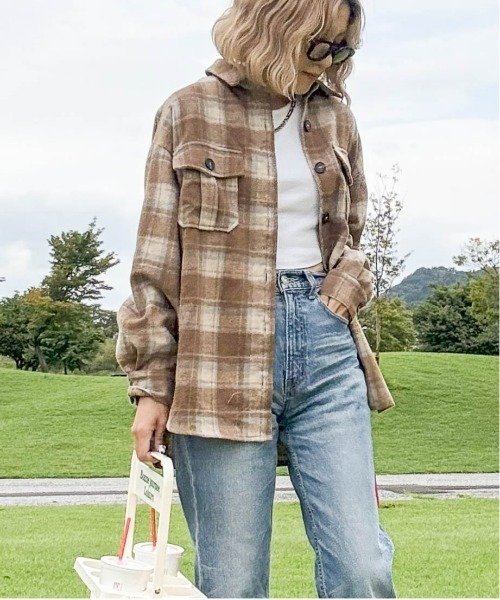 CURA CLOSET(キュラ クローゼット)の「【hada_meguuu select】チェック柄シャツ(シャツ/ブラウス・レディース・レッド/ブラック/ブラウン/ブルー・フリー)」の6枚目の写真