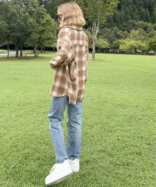 CURA CLOSET(キュラ クローゼット)の「【hada_meguuu select】チェック柄シャツ(シャツ/ブラウス・レディース・レッド/ブラック/ブラウン/ブルー・フリー)」の11枚目の写真
