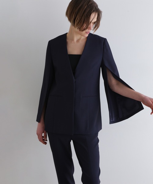 ◇2WAYツイルスリットジャケット（ノーカラージャケット）｜LE PHIL