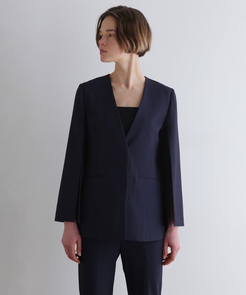 ◇2WAYツイルスリットジャケット（ノーカラージャケット）｜LE PHIL