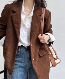 コーデュロイボタンブレザー