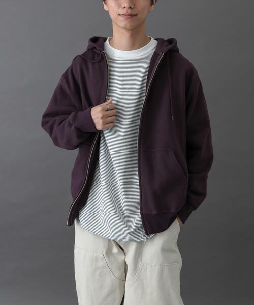 FORK&SPOON（フォークアンドスプーン）の「FORK&SPOON　リサイクルコットン裏毛ジップフーディー（パーカー・メンズ・パープル系その他/ブラック・5/4）」の4枚目の写真