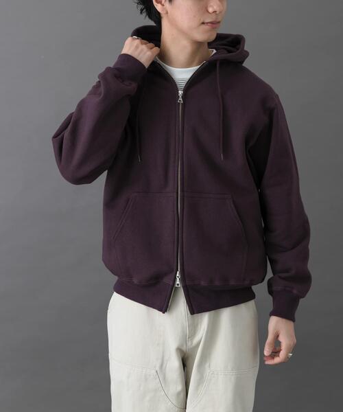 FORK&SPOON（フォークアンドスプーン）の「FORK&SPOON　リサイクルコットン裏毛ジップフーディー（パーカー・メンズ・パープル系その他/ブラック・5/4）」の6枚目の写真