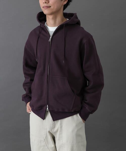 FORK&SPOON（フォークアンドスプーン）の「FORK&SPOON　リサイクルコットン裏毛ジップフーディー（パーカー・メンズ・パープル系その他/ブラック・5/4）」の7枚目の写真